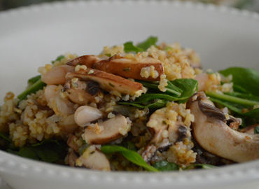 Ensalada de trigo, rúcula y hongos - Laura Di Cola