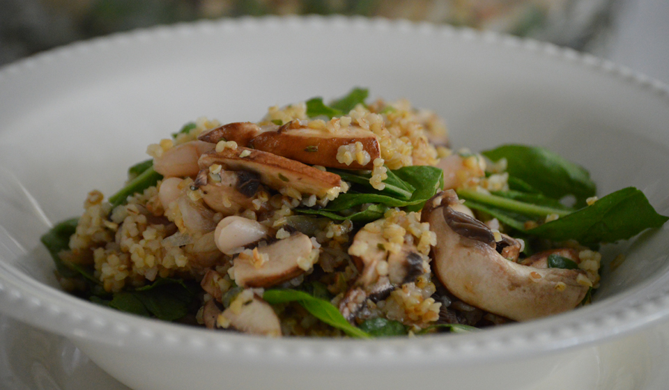 Ensalada de trigo, rúcula y hongos - Laura Di Cola