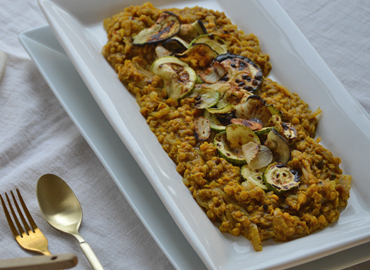 Lentejas con vegetales de otoño asados