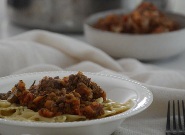 Bolognesa con hongos y carne